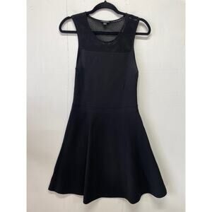 Ann Taylor Sleeveless Black A Line Dress Size Small Mesh Top Nice Quality